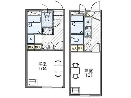 レオパレスアルプス(1K/2階)の間取り写真