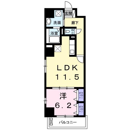 グランスイート新横浜1(1LDK/2階)の間取り写真