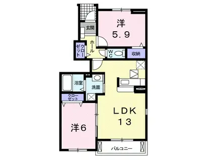 エテルノ ブリーズⅠ(2LDK/1階)の間取り写真