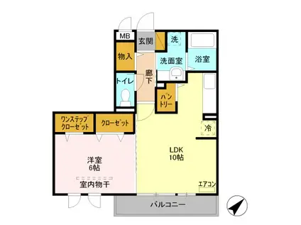 サザンボヌール(1LDK/2階)の間取り写真