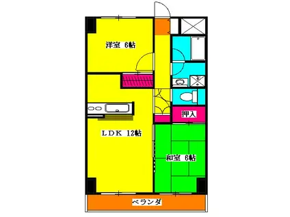 フクロクハイマンション3号館(2LDK/3階)の間取り写真