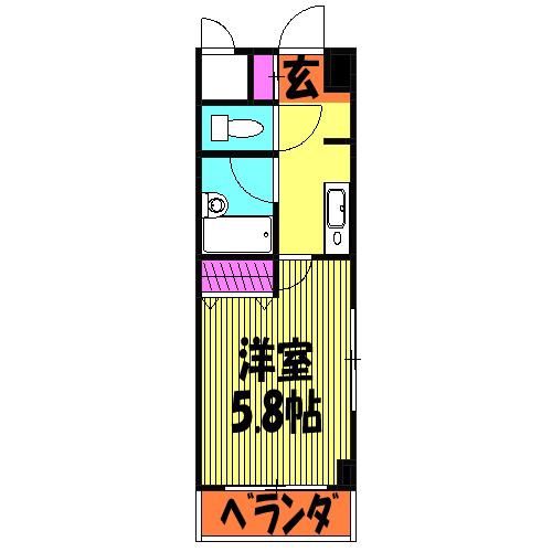 HKビル(1K/3階)の間取り写真
