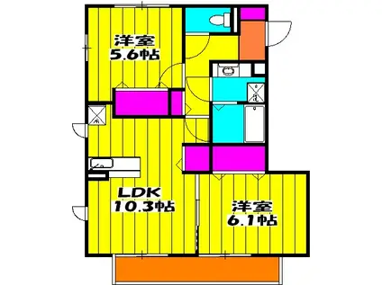 ラウレア(2LDK/2階)の間取り写真