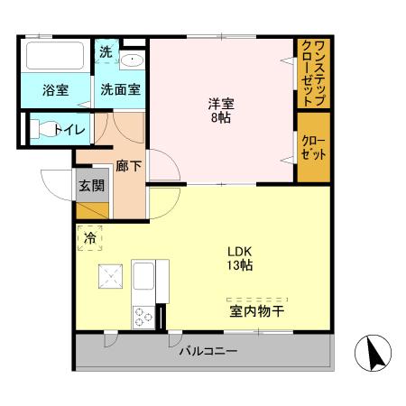 WINDWARD(1LDK/1階)の間取り写真