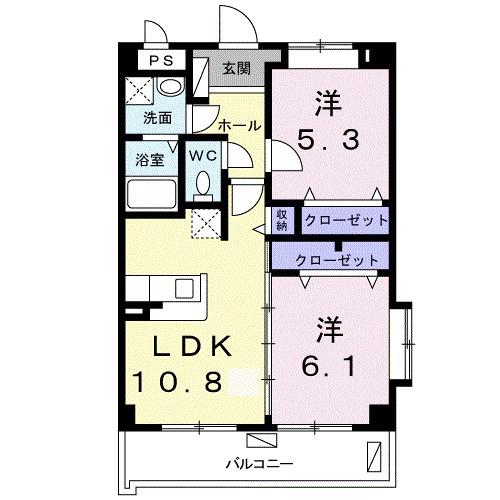 グランデ大石Ⅱ(2LDK/4階)の間取り写真