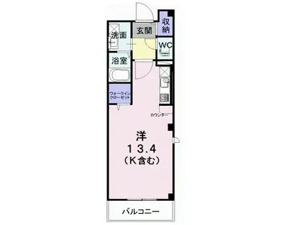 ボヌール(ワンルーム/2階)の間取り写真