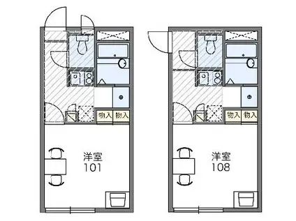 レオパレスM TREE Ⅴ(1K/1階)の間取り写真