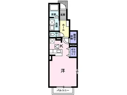 ラ・クラインⅢ(ワンルーム/1階)の間取り写真