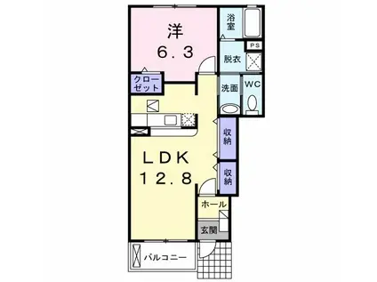 サンライトヒルズB(1LDK/1階)の間取り写真
