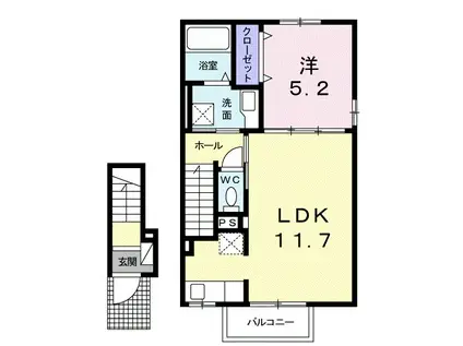 ソシア・北島(1LDK/2階)の間取り写真