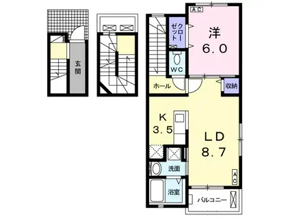 サンライズヒルⅦ(1LDK/3階)の間取り写真