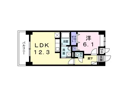 グリンデルヴァルト(1LDK/2階)の間取り写真