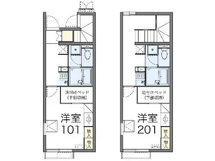 レオパレスプレジール町田(1K/2階)の間取り写真
