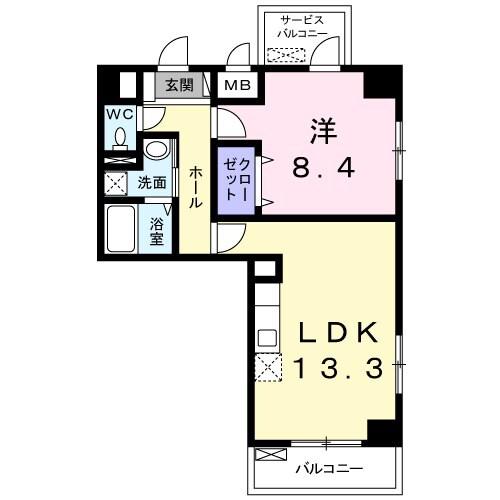 サンフィールド3(1LDK/4階)の間取り写真