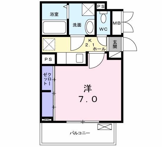 クレメントⅠ(1K/3階)の間取り写真