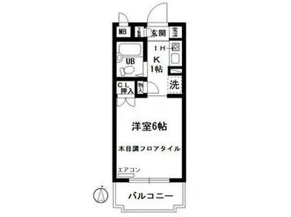 LIZ三ツ沢(1K/3階)の間取り写真