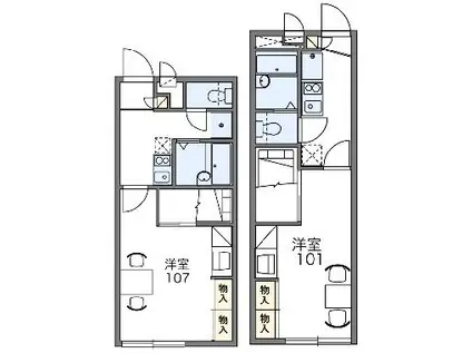 レオパレスイーストⅠ(1K/2階)の間取り写真