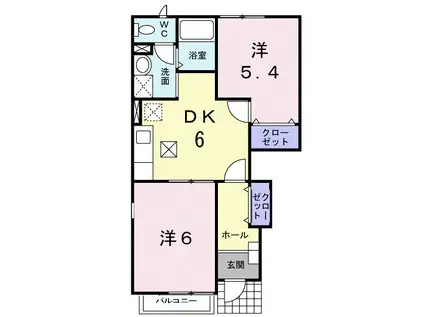 イストワール1(2DK/1階)の間取り写真