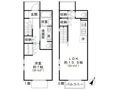 ベストクイーン上野毛(1LDK/1階)の間取り写真