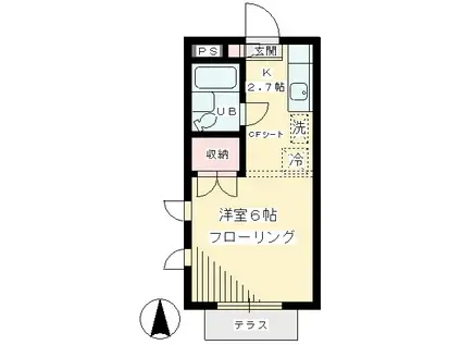 ウエストアシュール(1K/1階)の間取り写真