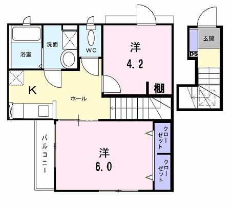 ガーデンヴィラ深大寺Ⅲ(2K/2階)の間取り写真
