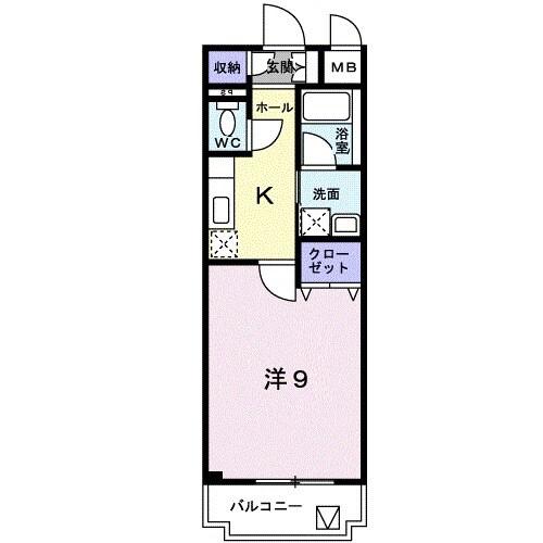 スカイテラス(1K/2階)の間取り写真