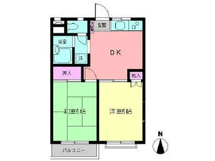 モンシャトー小金井東A棟(2DK/1階)の間取り写真