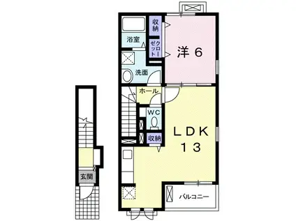 朝日テラス(1LDK/2階)の間取り写真