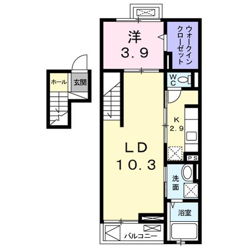 パレスアムール2(1LDK/4階)の間取り写真
