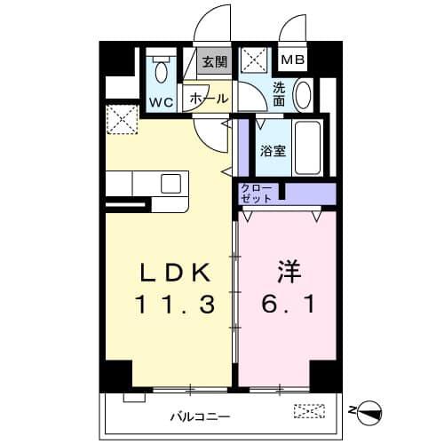 FOREST三軒茶屋(1LDK/3階)の間取り写真
