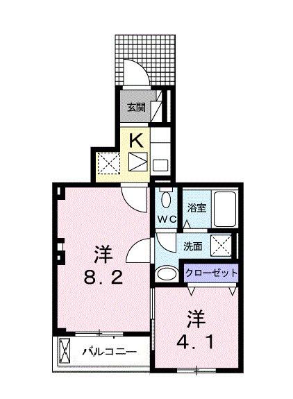 ブライトスクエアK Ⅰ(2K/1階)の間取り写真