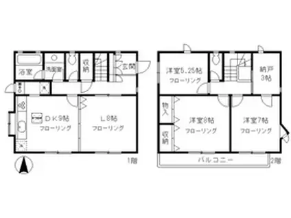 東急東横線 都立大学駅 徒歩6分 2階建 築40年(3SLDK)の間取り写真