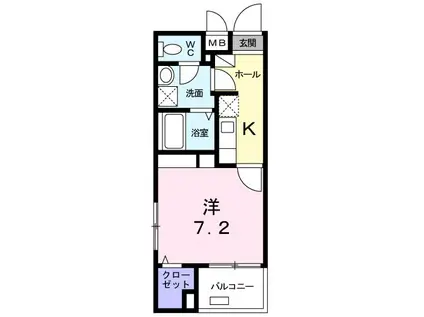 アーバンヒルズ鷺沼 2(1K/4階)の間取り写真