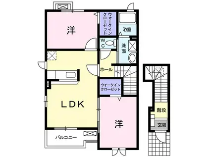 セレーノスパッツィオⅠ・A(2LDK/2階)の間取り写真