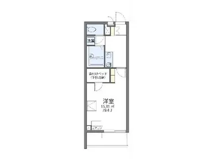 レオパレス宇都宮南(1K/3階)の間取り写真