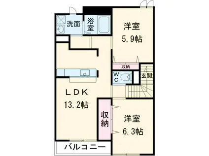アークガーデンB棟(2LDK/2階)の間取り写真
