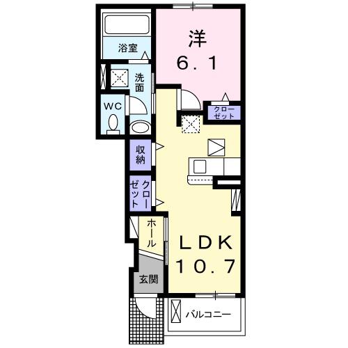 ベルアンジュⅠ(1LDK/1階)の間取り写真