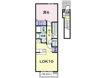 ノールカルティエシマⅢ(1LDK/2階)の間取り写真