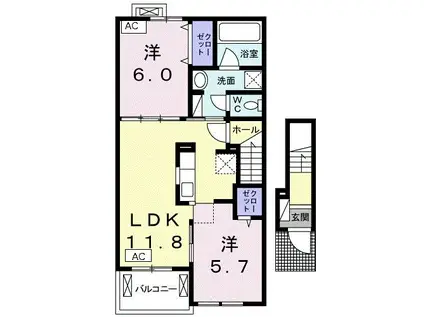 ベルリアン Ⅲ(2LDK/2階)の間取り写真