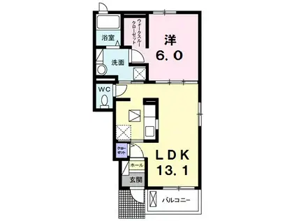 フレンドリー優Ⅱ(1LDK/1階)の間取り写真