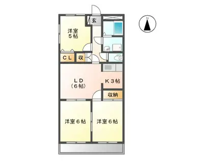 ファミリーメゾン新城(3DK/1階)の間取り写真