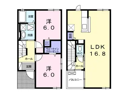 カレント(2LDK/1階)の間取り写真