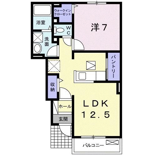 ブルック ガーデン Ⅱ(1LDK/1階)の間取り写真