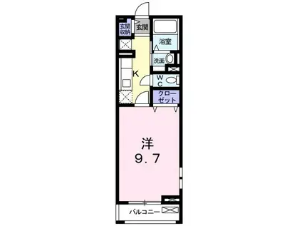 グランツオーベルⅢ(1K/2階)の間取り写真