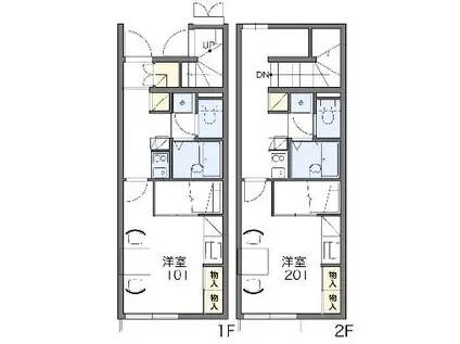 レオパレスOTWO(1K/1階)の間取り写真