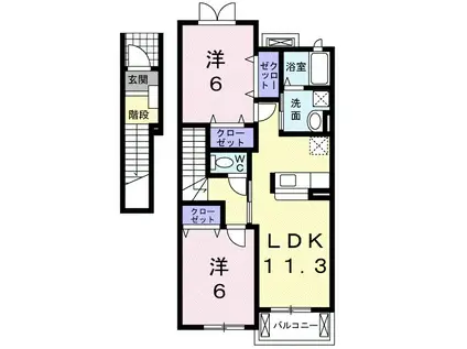 ミルトⅠ(2LDK/2階)の間取り写真