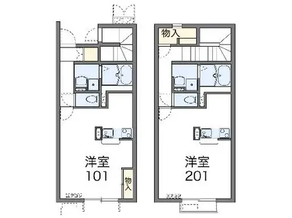 レオネクストテリエⅡ(1K/2階)の間取り写真