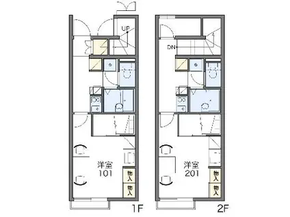 レオパレスベルタB(1K/2階)の間取り写真