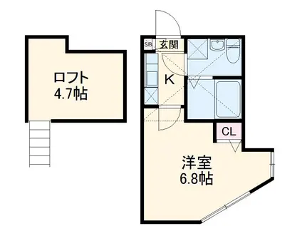 ドマーニ上大岡(1K/2階)の間取り写真