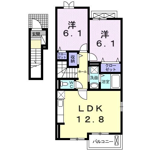 プラシード カーサ2(2LDK/2階)の間取り写真